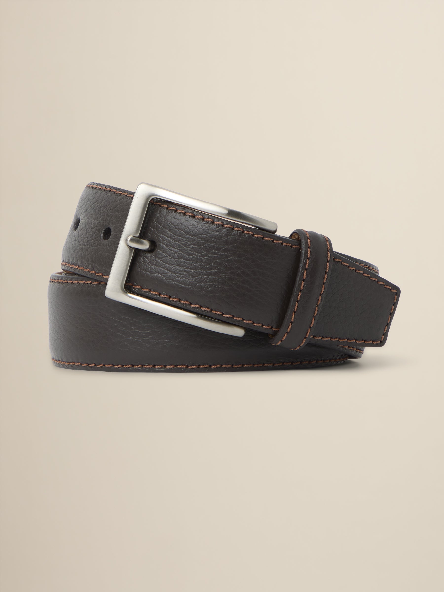 Solid Pebbled Leather Belt