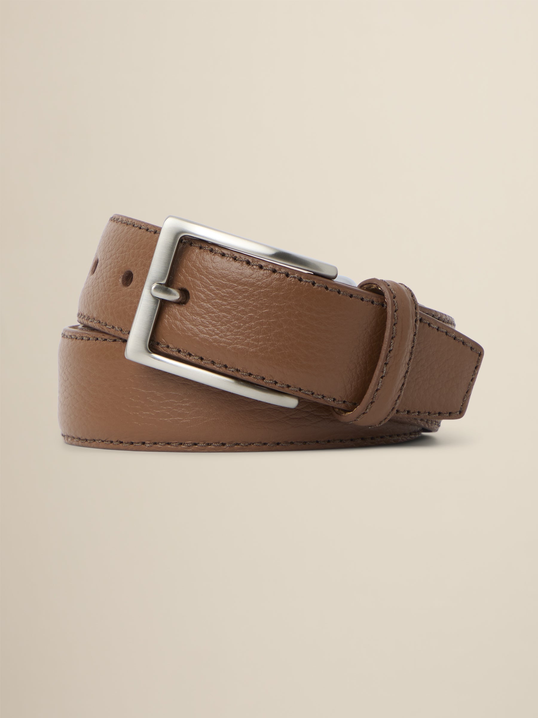 Solid Pebbled Leather Belt